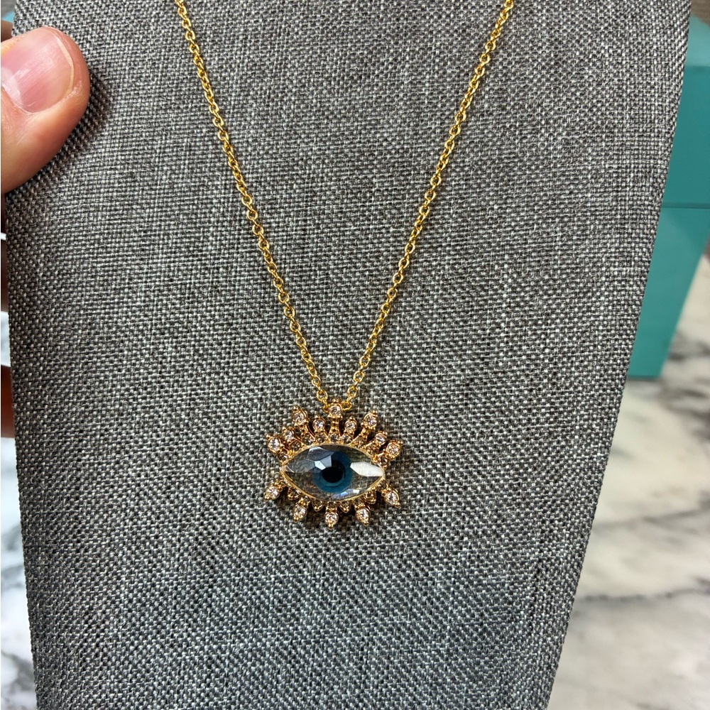 Kurt Geiger London Gold Plated & Crystal Evil Eye Necklace - NWT